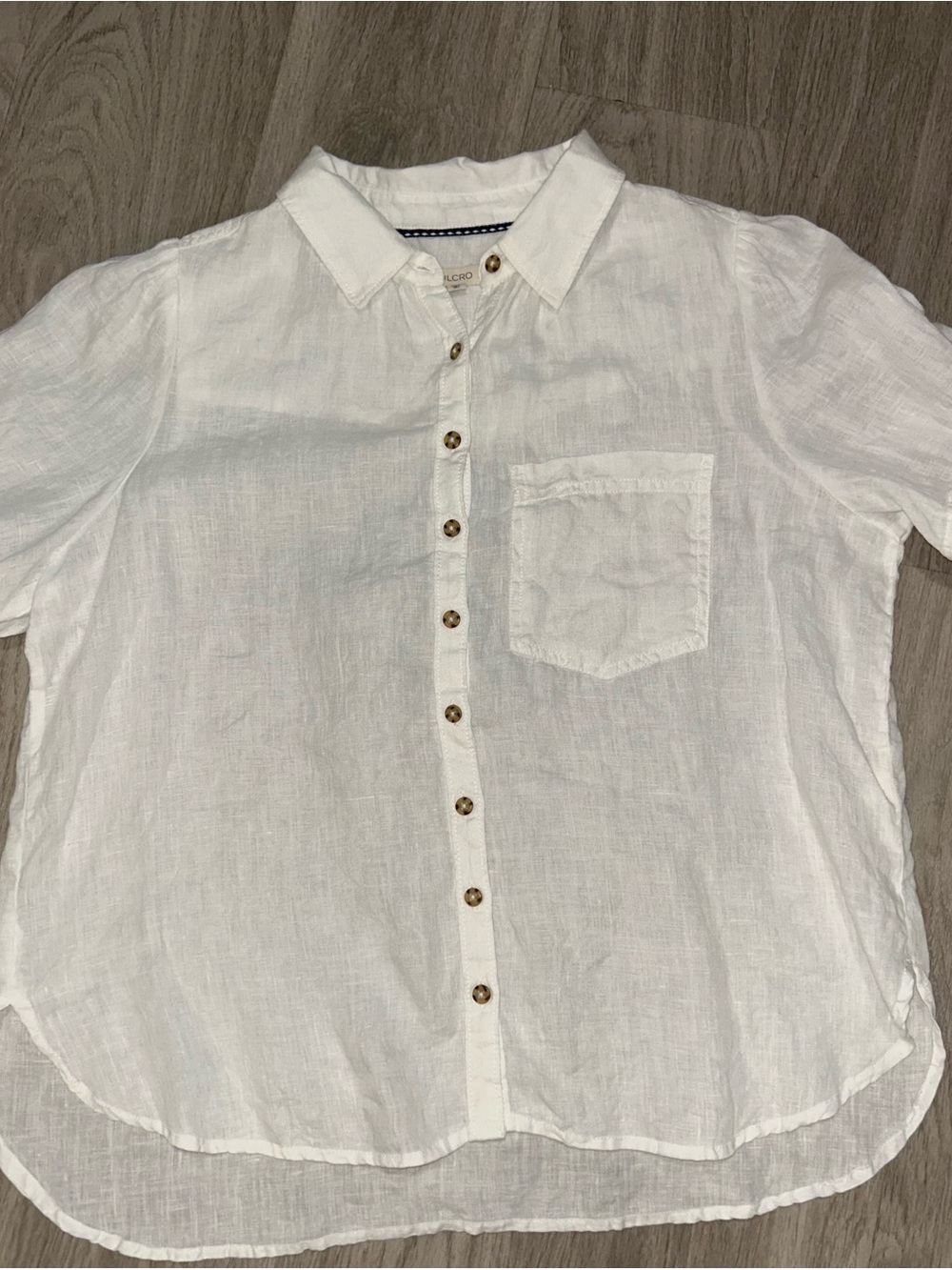 Anthropologie Pilcro Aly 100% Linen Puff-Sleeve Blouse white linen fabric Large - Picture 2 of 11